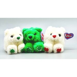 Swibco Puffkins Patrick Patty St Patricks Day Valentine Hugs Plush Bear Lot 1998